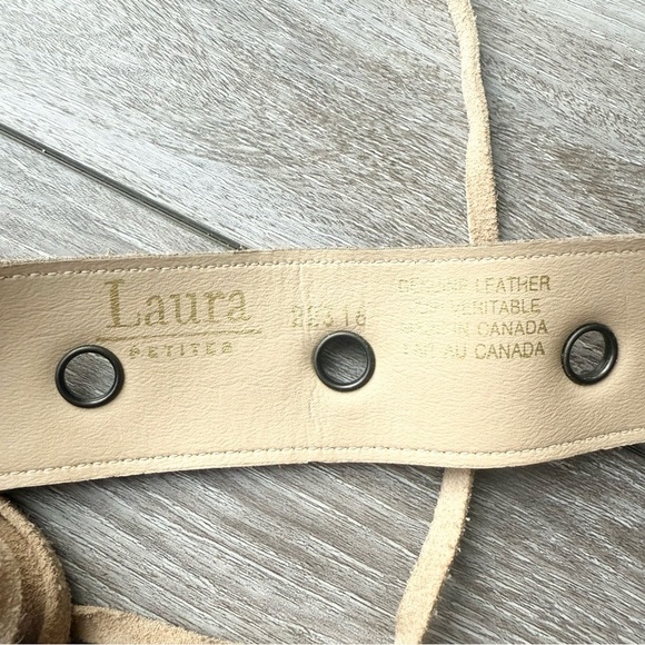 Laura Petite Tie Up Fringe Suede Leather Belt Boho Tie Up Belt Made in Canada - Picture 4 of 9